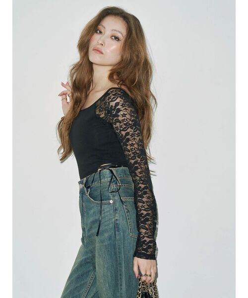 EVRIS（エヴリス）の「サイドレースアップボディースーツ（Tシャツ/カットソー・レディース・ホワイト/ブラウン/ブラック・FREE）」の8枚目の写真