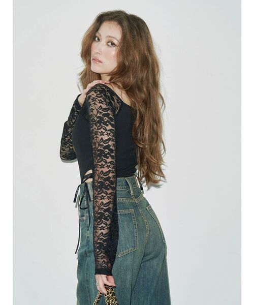 EVRIS（エヴリス）の「サイドレースアップボディースーツ（Tシャツ/カットソー・レディース・ホワイト/ブラウン/ブラック・FREE）」の9枚目の写真