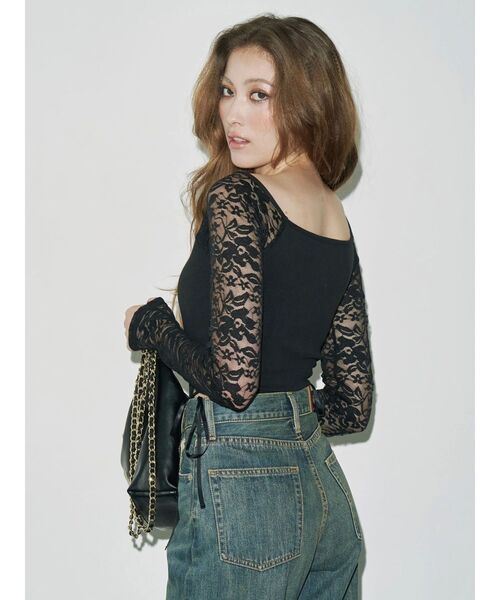 EVRIS（エヴリス）の「サイドレースアップボディースーツ（Tシャツ/カットソー・レディース・ホワイト/ブラウン/ブラック・FREE）」の10枚目の写真