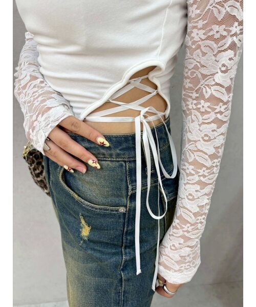 EVRIS（エヴリス）の「サイドレースアップボディースーツ（Tシャツ/カットソー・レディース・ホワイト/ブラウン/ブラック・FREE）」の22枚目の写真