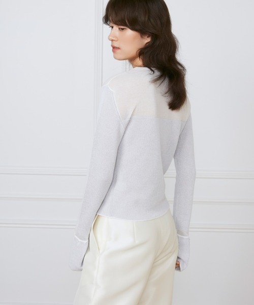 INED（イネド）の「異素材畦編みニット 《la veille by SUPERIOR CLOSET》（ニット/セーター・レディース・シルバー/ゴールド・9号）」の2枚目の写真
