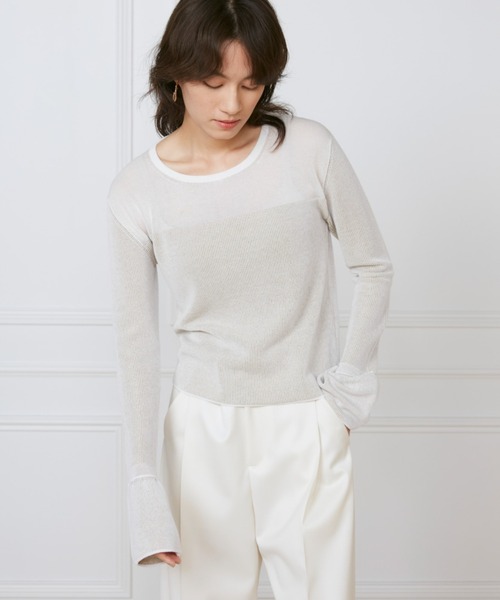 INED（イネド）の「異素材畦編みニット 《la veille by SUPERIOR CLOSET》（ニット/セーター・レディース・シルバー/ゴールド・9号）」の14枚目の写真