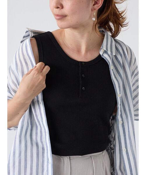 Lugnoncure(ルノンキュール)の「ワッフルヘンリータンクトップ(タンクトップ・レディース・オフホワイト/チャコールグレー/ブラック・F)」の16枚目の写真