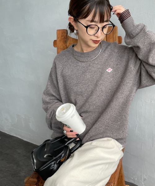 DANTON/ダントン] ワンポイントロゴ クルーネックプルオーバーニット