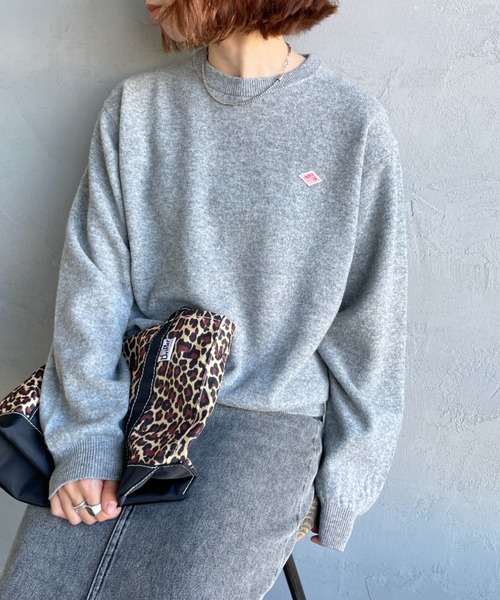DANTON/ダントン] ワンポイントロゴ クルーネックプルオーバーニット