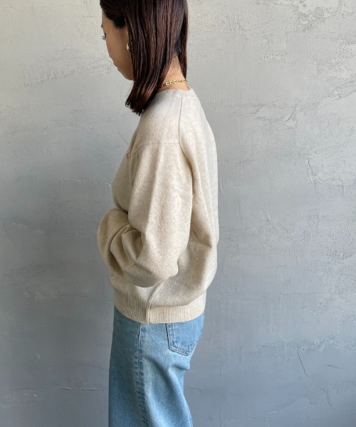 DANTON（ダントン）の「[DANTON/ダントン] ワンポイントロゴ クルーネックプルオーバーニット（ニット/セーター・レディース・オートミール/ブラック/ライトグレー/レッド/グレイッシュベージュ・38/36）」の10枚目の写真