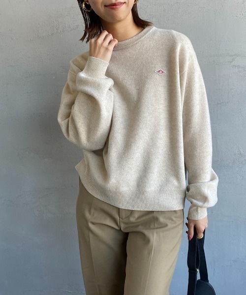 DANTON（ダントン）の「[DANTON/ダントン] ワンポイントロゴ クルーネックプルオーバーニット（ニット/セーター・レディース・オートミール/ブラック/ライトグレー/レッド/グレイッシュベージュ・38/36）」の12枚目の写真