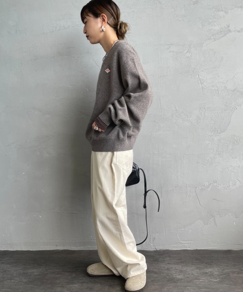 DANTON/ダントン] ワンポイントロゴ クルーネックプルオーバーニット