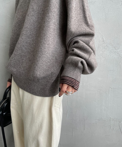 DANTON（ダントン）の「[DANTON/ダントン] ワンポイントロゴ クルーネックプルオーバーニット（ニット/セーター・レディース・オートミール/ブラック/ライトグレー/レッド/グレイッシュベージュ・38/36）」の20枚目の写真