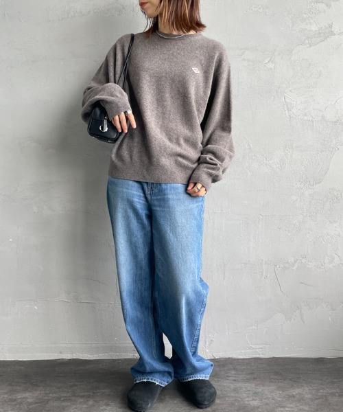 DANTON クルーネックプルオーバー 40 ニット DANTON/ダントン] ワンポイントロゴ クルーネックプルオーバーニット