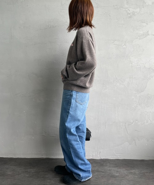 DANTON/ダントン] ワンポイントロゴ クルーネックプルオーバーニット