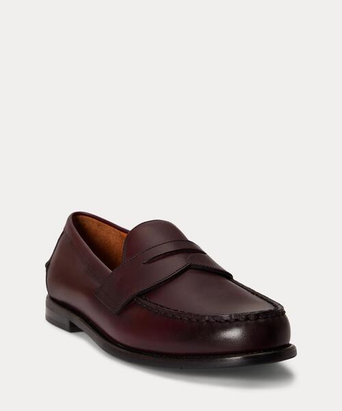 POLO ダークブラウン レザー ローファー Alston バーニッシュド レザー ペニー ローファー（ローファー）｜POLO