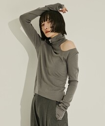 JOHN LAWRENCE SULLIVAN | 【JOHN LAWRENCE SULLIVAN/ジョンローレンスサリバン】WOOL RIB HOLLOWED OUT TURTLE NECK TOP/リブトップ/タートルネック(Tシャツ/カットソー)