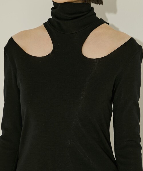 JOHN LAWRENCE SULLIVAN（ジョンローレンスサリバン）の「【JOHN LAWRENCE SULLIVAN/ジョンローレンスサリバン】WOOL RIB HOLLOWED OUT TURTLE NECK TOP/リブトップ/タートルネック（Tシャツ/カットソー・レディース・グレー/ブラック・XS）」の16枚目の写真