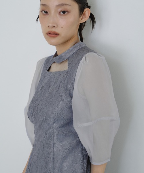ANDRESD(アンドレスド)の「デコルテカットアウトレースドレス / decollete cut out lace dress(ドレス・レディース・グレー/ブラック/ブラウン/チャコール・S/M/L)」の7枚目の写真