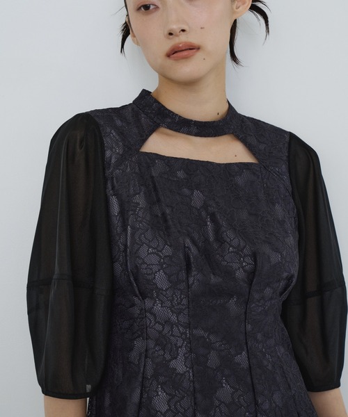 ANDRESD(アンドレスド)の「デコルテカットアウトレースドレス / decollete cut out lace dress(ドレス・レディース・グレー/ブラック/ブラウン/チャコール・S/M/L)」の20枚目の写真