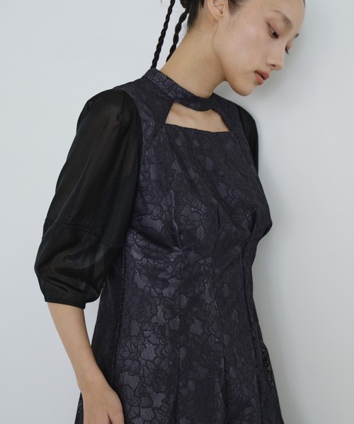 ANDRESD(アンドレスド)の「デコルテカットアウトレースドレス / decollete cut out lace dress(ドレス・レディース・グレー/ブラック/ブラウン/チャコール・S/M/L)」の14枚目の写真