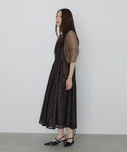 セール】デコルテカットアウトレースドレス / decollete cut out lace