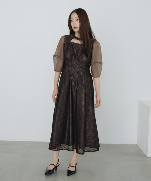 ANDRESD(アンドレスド)の「デコルテカットアウトレースドレス / decollete cut out lace dress(ドレス・レディース・グレー/ブラック/ブラウン/チャコール・S/M/L)」の12枚目の写真
