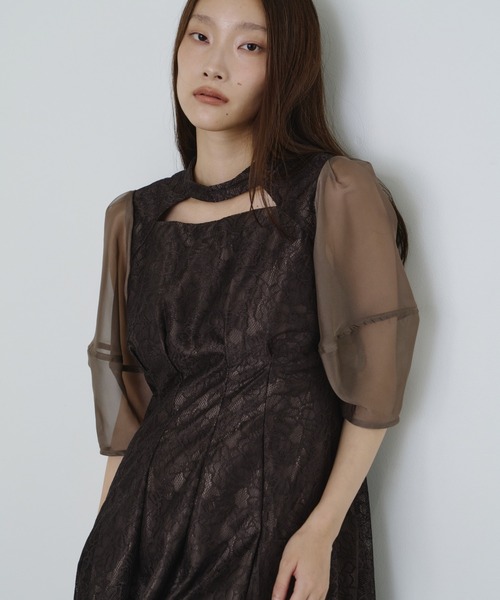 ANDRESD(アンドレスド)の「デコルテカットアウトレースドレス / decollete cut out lace dress(ドレス・レディース・グレー/ブラック/ブラウン/チャコール・S/M/L)」の22枚目の写真