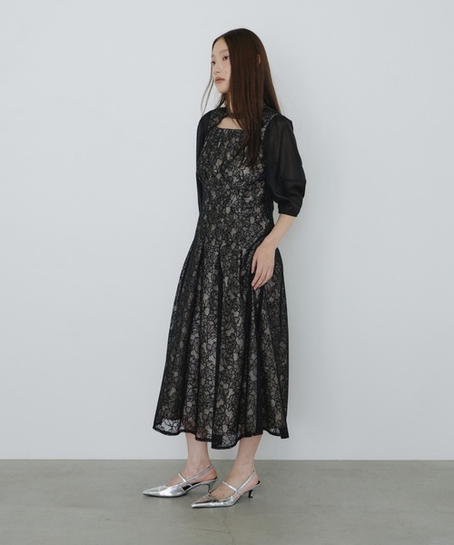 セール】デコルテカットアウトレースドレス / decollete cut out lace