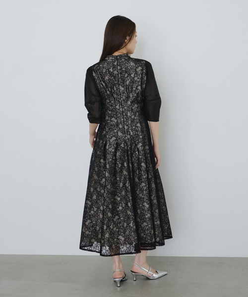 セール】デコルテカットアウトレースドレス / decollete cut out lace