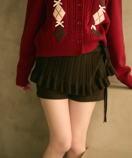 TITTY&CO.（ティティーアンドコー）の「レイヤードニットパンツ（その他パンツ・レディース・グレー/アイボリー/ブラウン・FREE）」の3枚目の写真