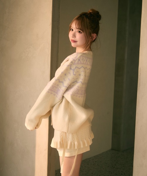 TITTY&CO.（ティティーアンドコー）の「レイヤードニットパンツ（その他パンツ・レディース・グレー/アイボリー/ブラウン・FREE）」の12枚目の写真