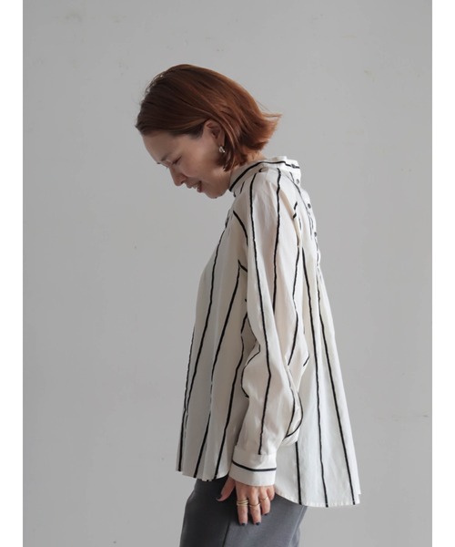 FIL DE FER(フィルデフェール)の「ベロアラインストライプ スタンドブラウス(シャツ/ブラウス・レディース・アイボリー・FREE)」の21枚目の写真