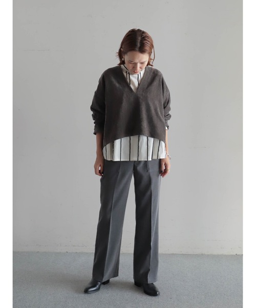 ベロアラインストライプ スタンドブラウス | NOMBRE IMPAIR