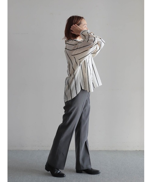 FIL DE FER(フィルデフェール)の「ベロアラインストライプ スタンドブラウス(シャツ/ブラウス・レディース・アイボリー・FREE)」の17枚目の写真