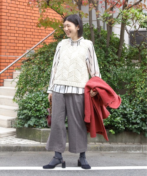 FIL DE FER(フィルデフェール)の「ベロアラインストライプ スタンドブラウス(シャツ/ブラウス・レディース・アイボリー・FREE)」の22枚目の写真