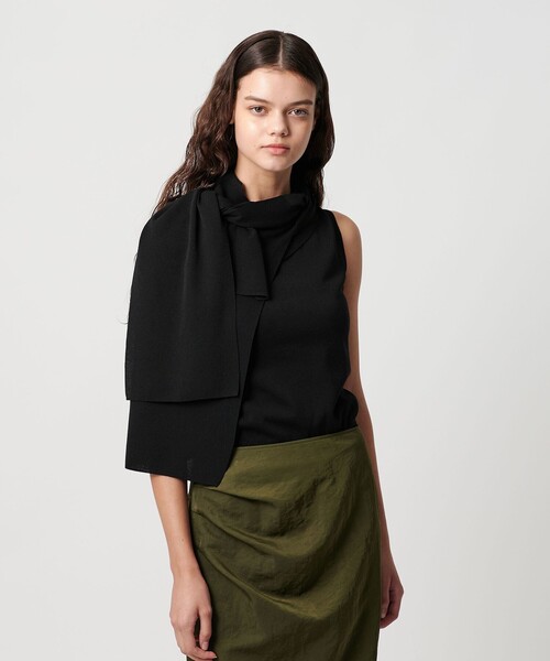 ATTISESSION(アティセッション)の「<ATTISESSION>タンクトップ×ストール ニット トップス(ニット/セーター・レディース・ブラック/オフホワイト・FREE)」の1枚目の写真