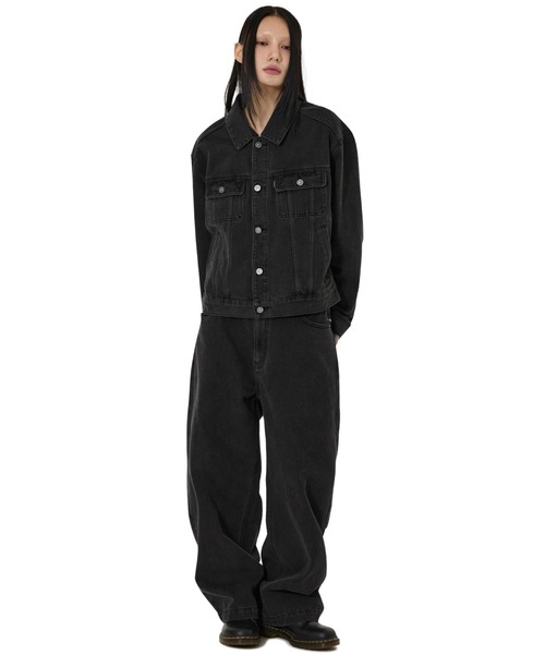 OY（オーワイ）の「『OY/オーワイ』STUD WIDE VOLUME PANTS/スタッドワイドボリュームパンツ（デニムパンツ・レディース・ブラック・L/M/S）」の7枚目の写真