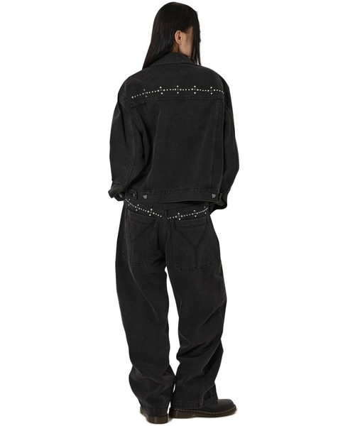 OY（オーワイ）の「『OY/オーワイ』STUD WIDE VOLUME PANTS/スタッドワイドボリュームパンツ（デニムパンツ・レディース・ブラック・L/M/S）」の8枚目の写真