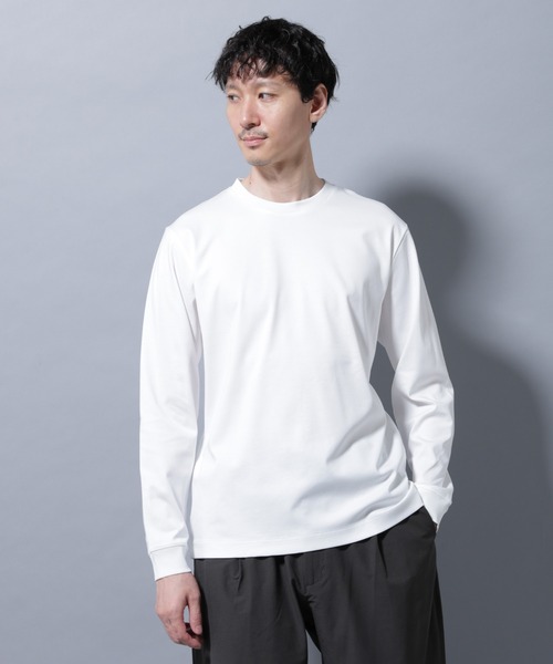 NANO universe(ナノユニバース)の「アンチスメルクルーネックTシャツ 長袖(Tシャツ/カットソー・メンズ・ブラック/ホワイト/レンガ/チャコール・S/M/L/XL)」の1枚目の写真