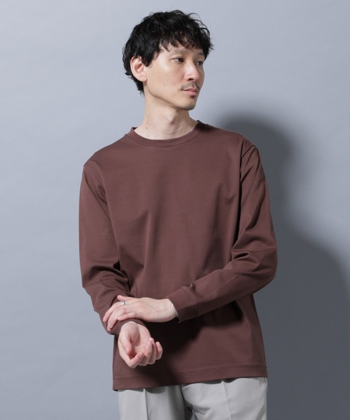 NANO universe(ナノユニバース)の「アンチスメルクルーネックTシャツ 長袖(Tシャツ/カットソー・メンズ・ブラック/ホワイト/レンガ/チャコール・S/M/L/XL)」の4枚目の写真