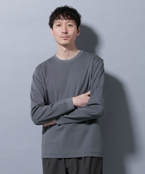 NANO universe(ナノユニバース)の「アンチスメルクルーネックTシャツ 長袖(Tシャツ/カットソー・メンズ・ブラック/ホワイト/レンガ/チャコール・S/M/L/XL)」の3枚目の写真