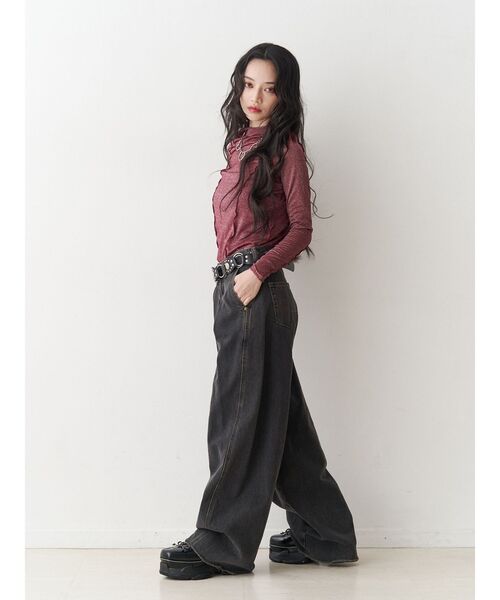 jouetie（ジュエティ）の「ラメハイネックトップス（Tシャツ/カットソー・レディース・レッド/ネイビー/シルバー/ブラック/ピンク・MEDIUM）」の9枚目の写真