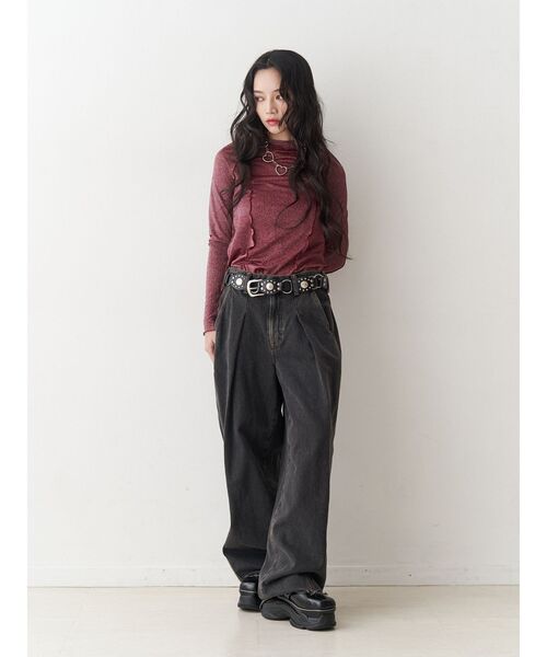 jouetie（ジュエティ）の「ラメハイネックトップス（Tシャツ/カットソー・レディース・レッド/ネイビー/シルバー/ブラック/ピンク・MEDIUM）」の10枚目の写真