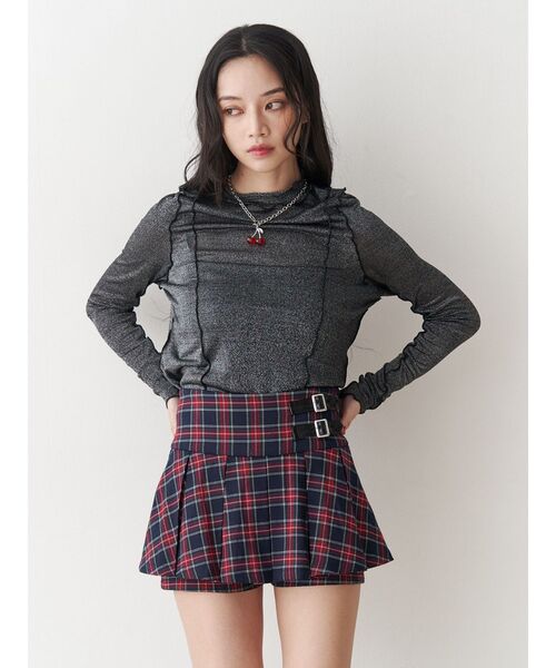 jouetie（ジュエティ）の「ラメハイネックトップス（Tシャツ/カットソー・レディース・レッド/ネイビー/シルバー/ブラック/ピンク・MEDIUM）」の16枚目の写真