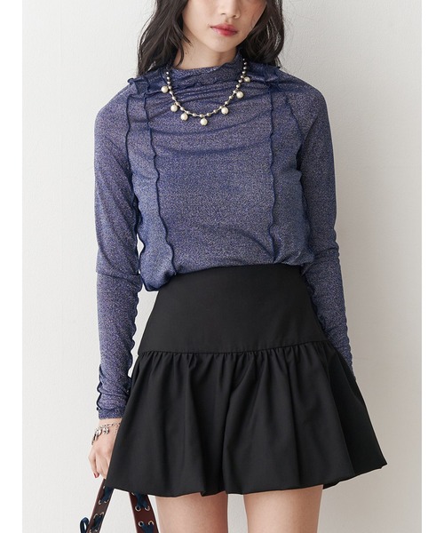 jouetie（ジュエティ）の「ラメハイネックトップス（Tシャツ/カットソー・レディース・レッド/ネイビー/シルバー/ブラック/ピンク・MEDIUM）」の3枚目の写真