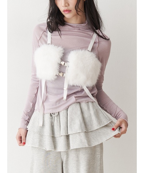 jouetie（ジュエティ）の「ラメハイネックトップス（Tシャツ/カットソー・レディース・レッド/ネイビー/シルバー/ブラック/ピンク・MEDIUM）」の4枚目の写真