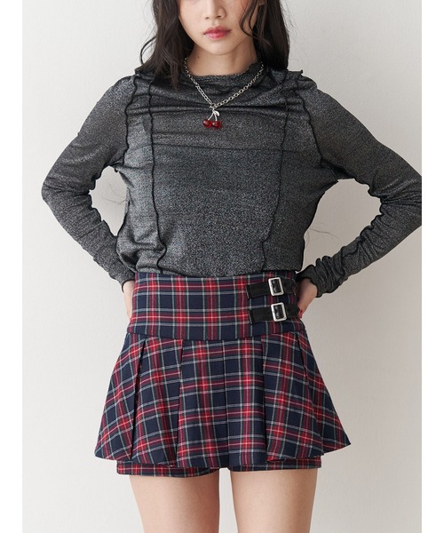 jouetie（ジュエティ）の「ラメハイネックトップス（Tシャツ/カットソー・レディース・レッド/ネイビー/シルバー/ブラック/ピンク・MEDIUM）」の2枚目の写真