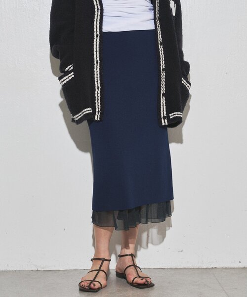 whim gazette ツイードスカート　ネイビー Whim Gazette（ウィムガゼット）の「ツイードニットスカート