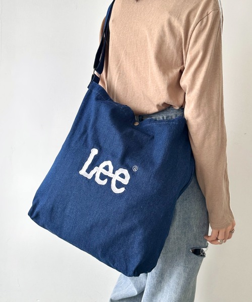 Lee(リー)の「Lee/リー BIG 2WAY トートバッグ/ロゴ刺繍/A3収納/コットン デニム/肩掛け ショルダー 通勤 通学(トートバッグ・レディース・ネイビー/ブラック/グレー/オフホワイト・FREE)」の4枚目の写真