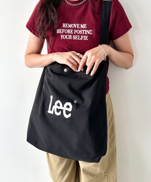Lee(リー)の「Lee/リー BIG 2WAY トートバッグ/ロゴ刺繍/A3収納/コットン デニム/肩掛け ショルダー 通勤 通学(トートバッグ・レディース・ネイビー/ブラック/グレー/オフホワイト・FREE)」の2枚目の写真