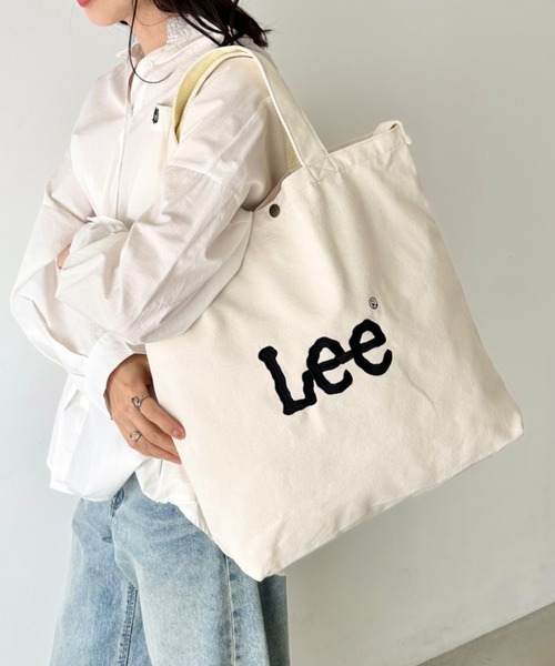Lee(リー)の「Lee/リー BIG 2WAY トートバッグ/ロゴ刺繍/A3収納/コットン デニム/肩掛け ショルダー 通勤 通学(トートバッグ・レディース・ネイビー/ブラック/グレー/オフホワイト・FREE)」の6枚目の写真