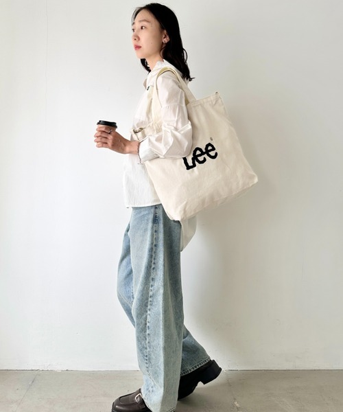 Lee(リー)の「Lee/リー BIG 2WAY トートバッグ/ロゴ刺繍/A3収納/コットン デニム/肩掛け ショルダー 通勤 通学(トートバッグ・レディース・ネイビー/ブラック/グレー/オフホワイト・FREE)」の8枚目の写真