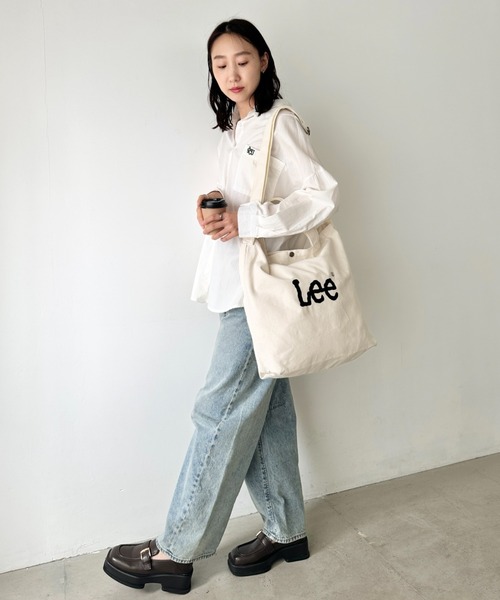 Lee(リー)の「Lee/リー BIG 2WAY トートバッグ/ロゴ刺繍/A3収納/コットン デニム/肩掛け ショルダー 通勤 通学(トートバッグ・レディース・ネイビー/ブラック/グレー/オフホワイト・FREE)」の9枚目の写真